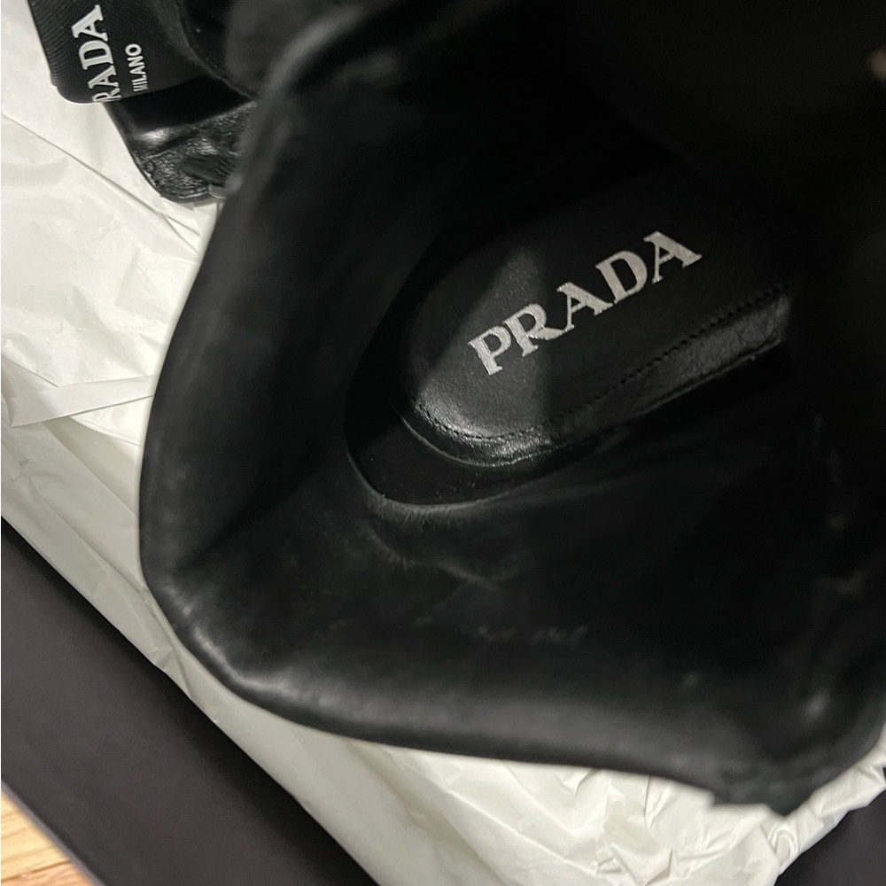 Prada Men's Black and White High-Top Sneakers size 36(6) - Picture 7 of 11